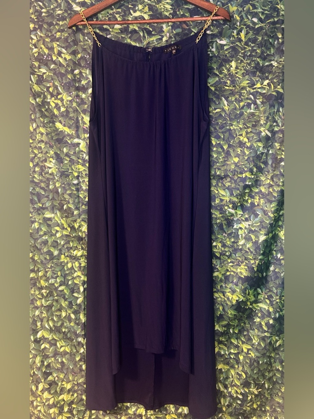 Tiana B. Navy High-Low Maxi Dress with Chain Straps